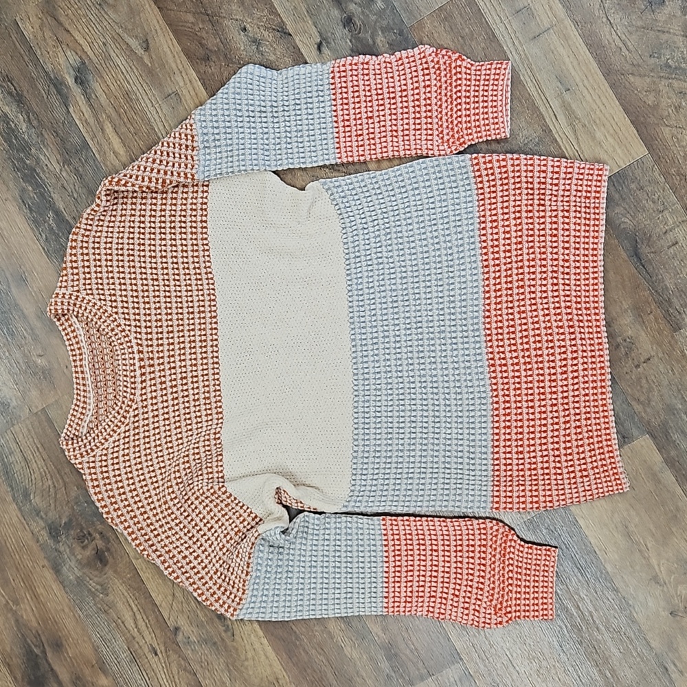 Color Block Waffle Knit Sweater